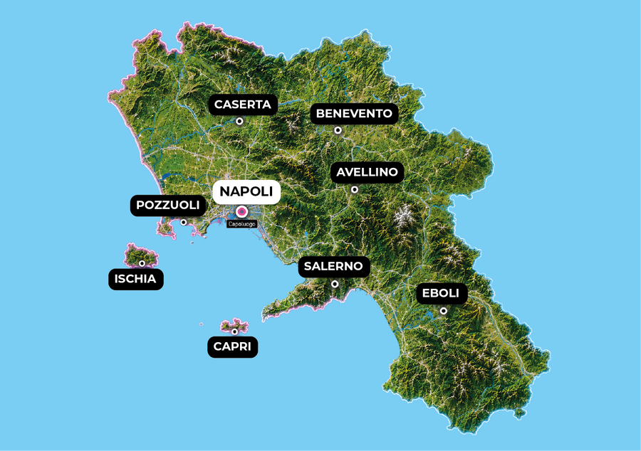 Copertura consegne abbigliamento personalizzato Campania