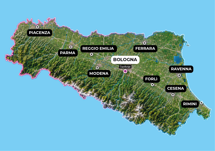 Copertura consegne abbigliamento personalizzato Emilia-Romagna