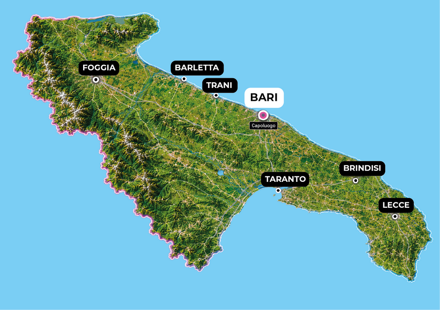 Copertura consegne abbigliamento personalizzato Puglia