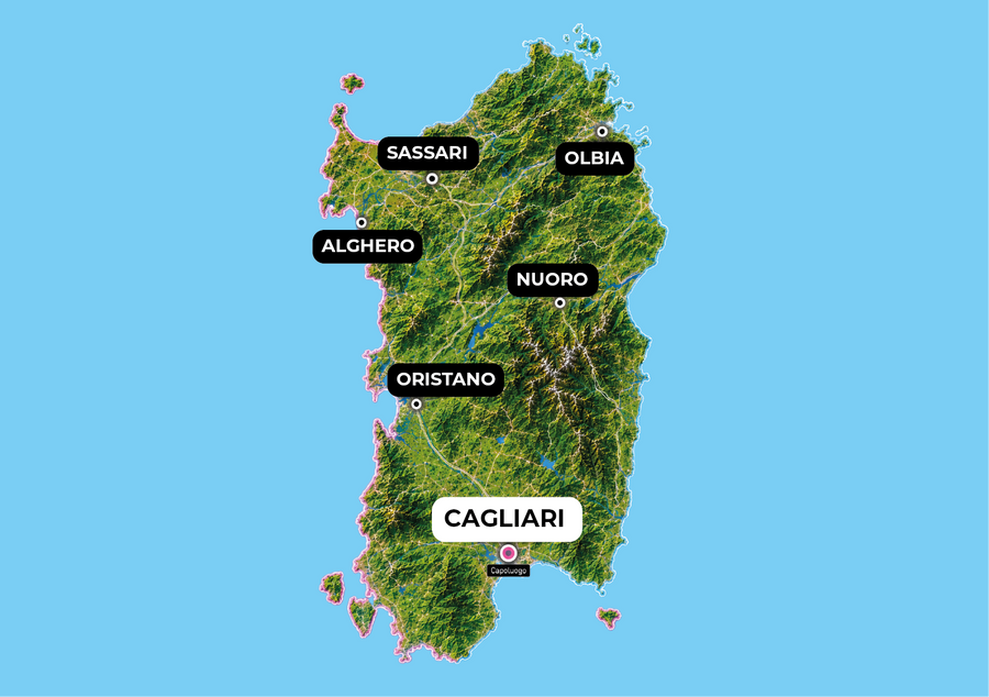 Copertura consegne abbigliamento personalizzato Sardegna