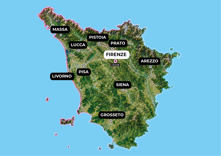 Copertura consegne abbigliamento personalizzato Toscana