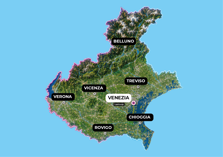 Copertura consegne abbigliamento personalizzato Veneto
