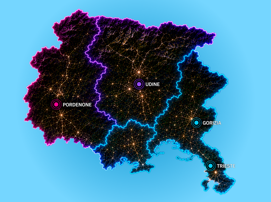 Copertura consegne abbigliamento personalizzato Friuli-Venezia Giulia