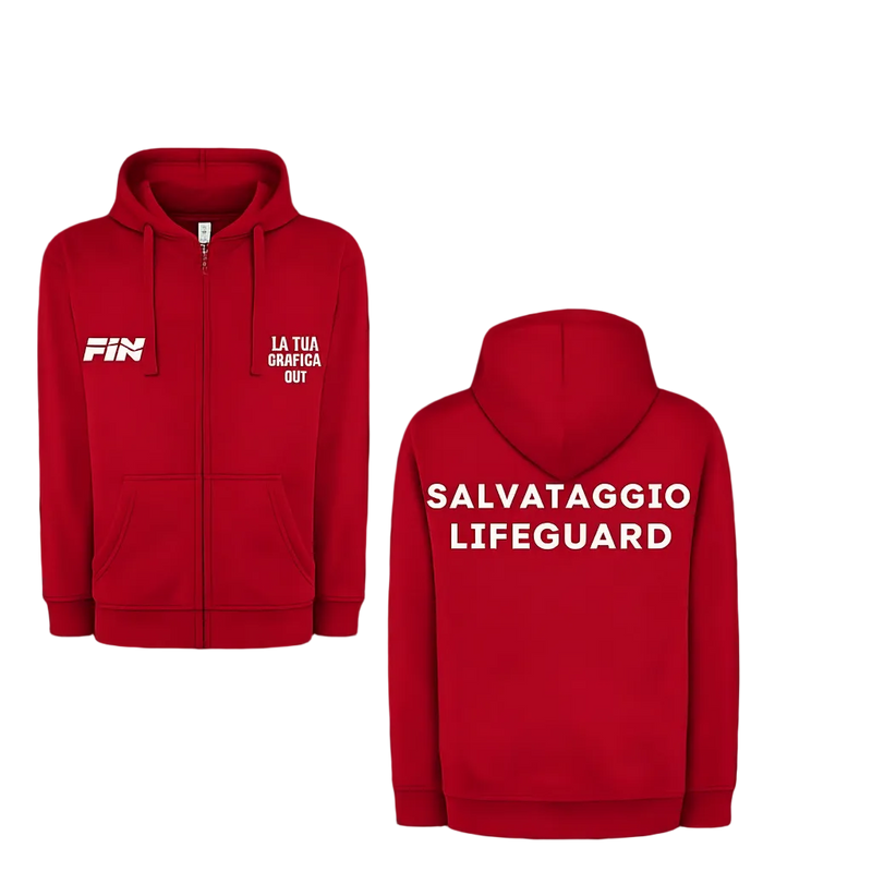 SWUAHOOD240 - FELPA BAGNINO UOMO CAPPUCCIO E ZIP LEGGERA FRENCH TERRY - B